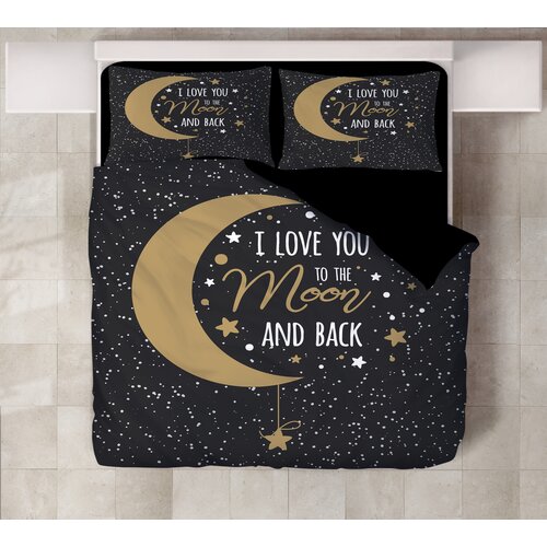 MEY HOME posteljina i love you to the moon and back 3D 200x220cm crna Slike