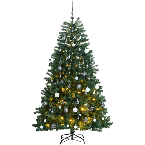  Umjetno božićno drvce 300 LED sa šarkama i kuglicama 240 cm