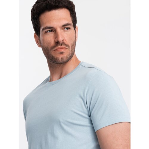 Ombre BASIC men's classic cotton T-shirt - light blue Cene