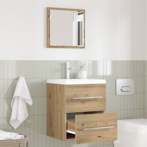VidaXL Kopalni&amp;scaron;ka omarica s predalom Obrtni&amp;scaron;ki hrast 41 x 38.5 x 48 cm Slike