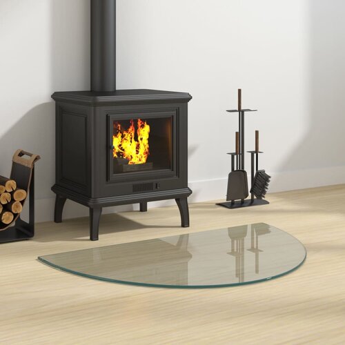 vidaXL Steklena plošča za kamin polkrožna 800x500 mm Cene