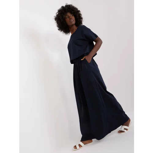 Fashion Hunters Navy blue casual dress with short sleeves