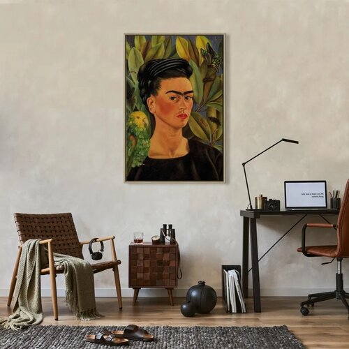  Slika - Frida Kahlo &amp;ndash; Self-Portrait with Bonito 80x120 U prirodnom drvenom okviru Slike