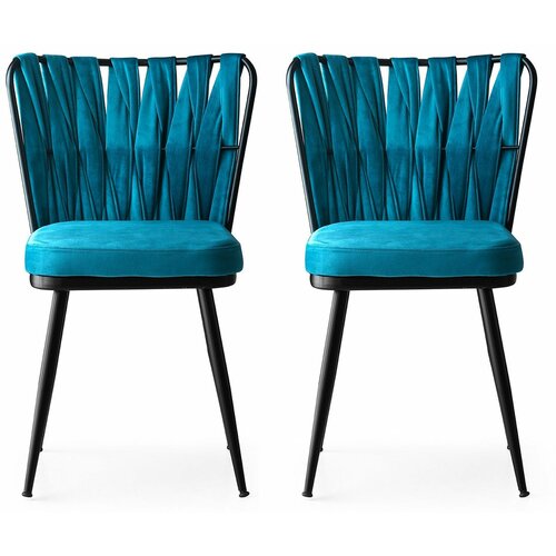 Kuşaklı - 228 V2 blackblue chair set (2 pieces) Slike