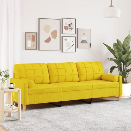 vidaXL Trosjed s ukrasnim jastucima svjetložuti 210 cm od tkanine Cijene