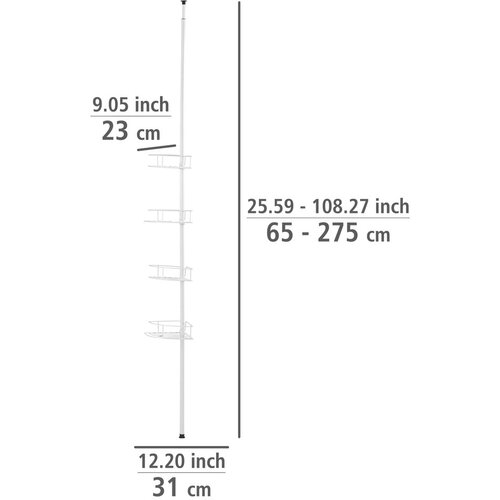 Wenko 26015100 - Uglovna polica DOLCEDO 31x230 cm nerđajući čelik/bela Slike
