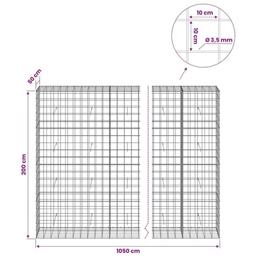  Gabion s žicom debljine 3 5 mm i mrežom 10x10 cm 1050x50x200 cm - 50 cm 200 cm 1050 cm Slike