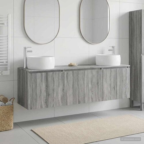  Set ormarića za kupaonicu 3 kom. Siva Sonoma 49,5 x 44,5 x 66 cm Slike