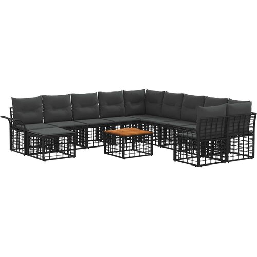  Set vanjskih sofa 12 kom. Crna i tamno siva Poliester Slike