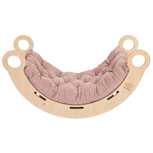 MeowBaby Ljuljačka od ružičastog/prirodnog borovog drva 39x75x38 cm Montessori - Slike