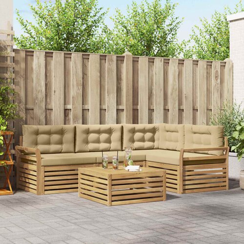  Set vanjskih sofa 5 kom. Bijela i bež Poliester Cene