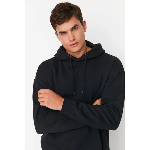 Trendyol Black Men's Basic Oversize Fit Pullover Hoodie Sweatshirt