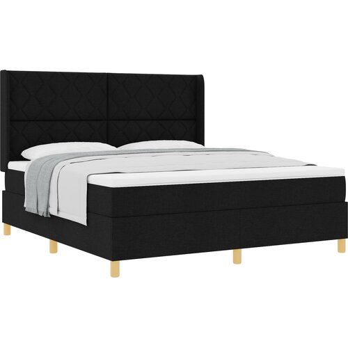 vidaXL Box spring krevet s uzglavljem Crna 180 x 200 cm tkanina - Crna 180 x 200 cm Dizajn s rombovima Cene