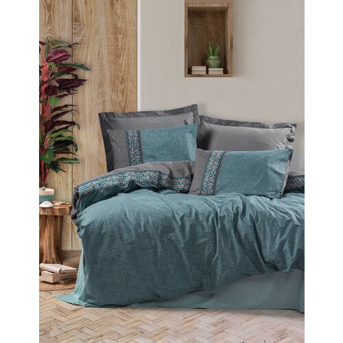 Lessentiel Maison komplet posteljina Erna, 200x220 cm, Petrolej-Siva Slike