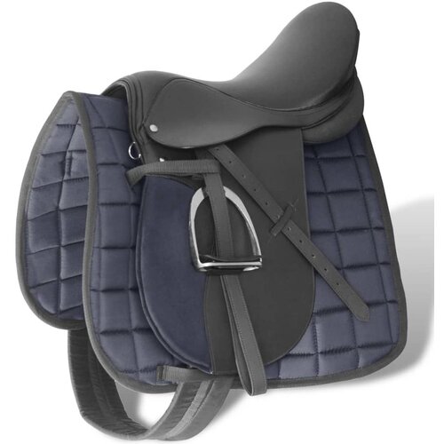 vidaXL Jahalno Sedlo Set 16" Pravo Usnje Črne Barve 14 cm 5-v-1, (20766622) Cene