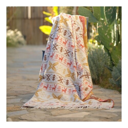 Dekordom js25404b Ćebe eco blanket 150x200 yellow reindeer ( 025369 ) Slike