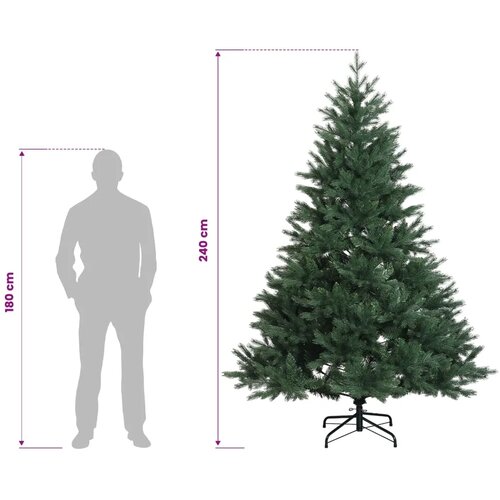  Umjetno božićno drvce s nogom 240 cm PVC i metal Zelena - Zelena 240 cm bez LED svjetala Slike