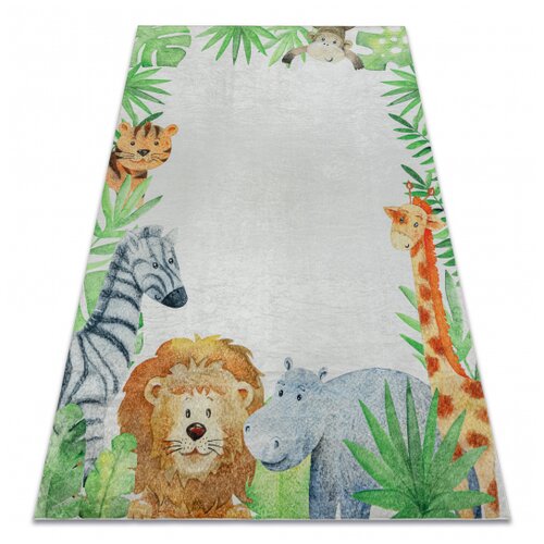 RugsX BAMBINO 54090 pralna preproga Živali, Afrika za otroke protizdrsna - belo / zelena 80x150 cm, (5000174812) Cene
