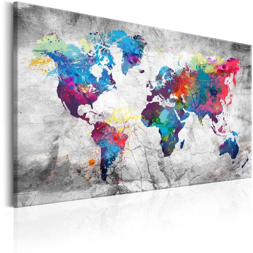  Slika - World Map: Grey Style 120x80 Cijene