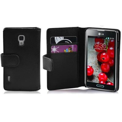 Cadorabo Ohi&scaron;je, združljivo z LG OPTIMUS L7 II v oksid črna - Za&scaron;čitni ovitek iz teksturiranega umetnega usnja in žep za kartice, (20562312) Cene