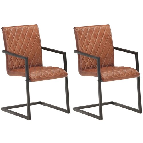 vidaXL Nihajni jedilni stoli 2 kosa rjavo pravo usnje Cene