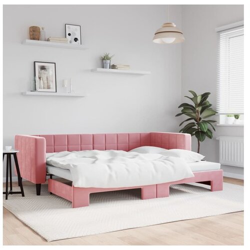 VidaXL Izvlečna dnevna postelja roza 80x200 cm žamet Slike