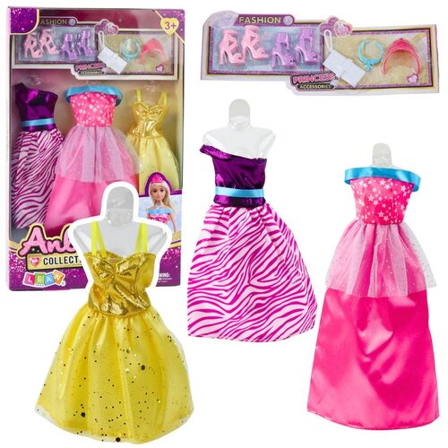Anlily set haljina za lutke, cipele, torbica, krune, dodaci, 8 komada. Slike