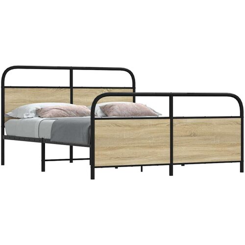 Metalni Kovinski posteljni okvir brez vzmetnice sonoma hrast 150x200 cm, (21608286) Slike