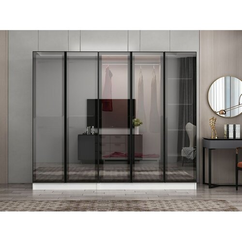 Hanah home ormar sa reflektujućim staklom Nisa 20639, 225 cm, beli Cene