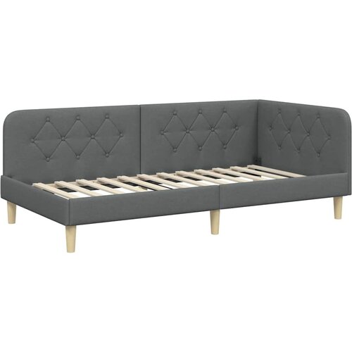 vidaXL Kotna postelja z vzglavjem Temno siva 90 x 200 cm blago, (5000104943) Cene