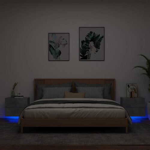  The Living Store Stenska nočna omarica z LED lučkami 2 kosa betonsko siva - Stenska Nočna Omarica, (21442892) Slike