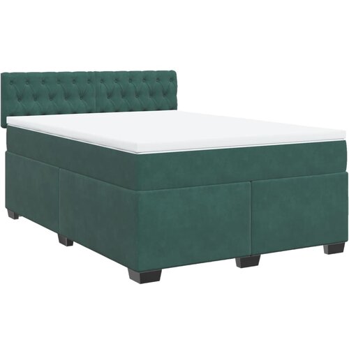 vidaXL Box spring postelja z vzmetnico temno zelena 140x200 cm žamet, (21307766) Cene