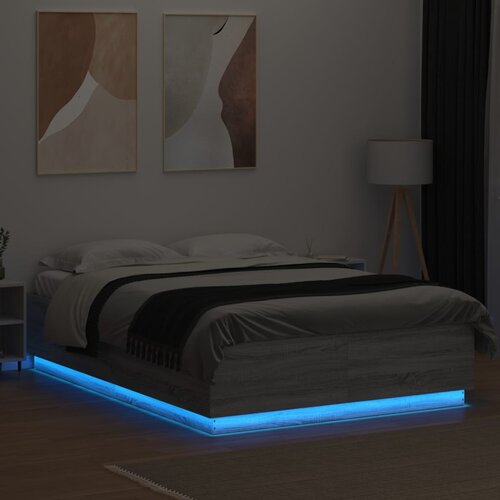  Okvir za krevet s LED svjetlima boja hrasta 120 x 200 cm drveni Slike