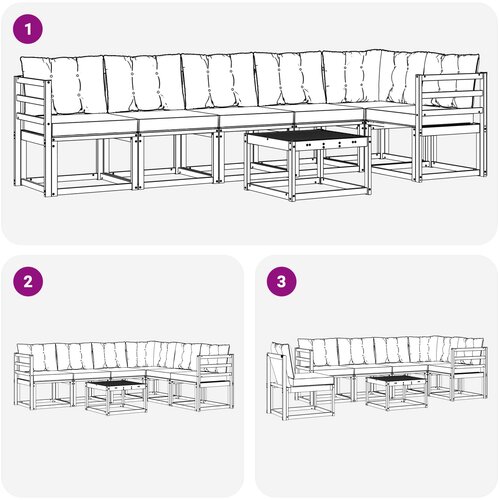  Set vanjskih sofa 7 kom. Bijela i svjetlosiva Slike