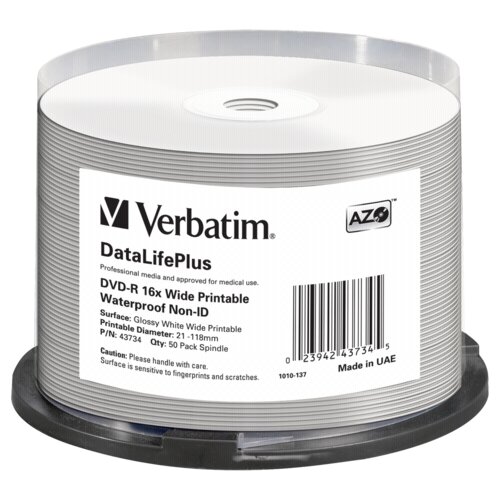 Verbatim 1x50 DVD-R 4,7GB 16x Wide glossy waterproof print Cijene
