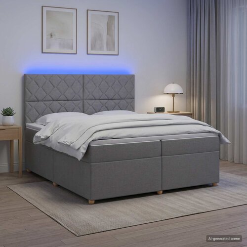 Boxspring krevet s madracem Svjetlosiva 200 x 200 cm Tkanina Cijene