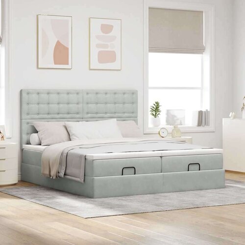 VidaXL Okvir kreveta s madracima svijetlosivi 160x200cm bar&amp;scaron;unasti Slike