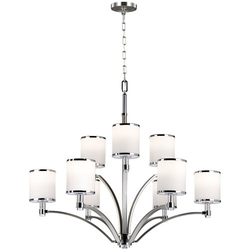 Elstead Lighting Elstead Prospect Park 9-kraki lestenec, saten nikelj, kromiran zaključek, E27, (22099664) Cene