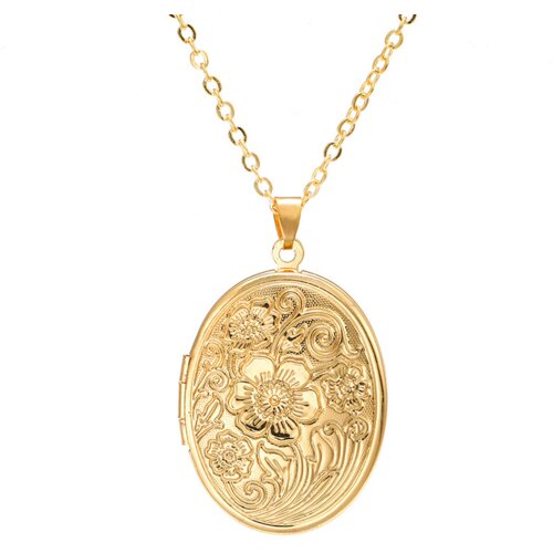 INF Odprta DIY ovalna izrezljana ogrlica z bakrenim medaljonom Gold, (21237822) Cene