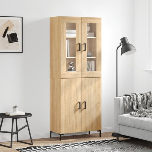 vidaXL Visoka komoda sonoma hrast 69,5x34x180 cm inženirski les Cene