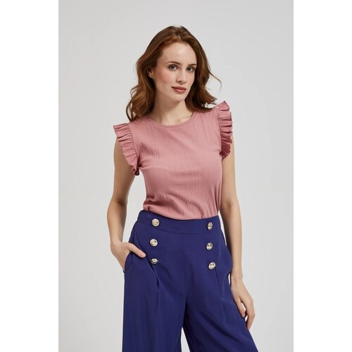 Moodo Women&amp;#039;s ribbed blouse - powder pink Slike