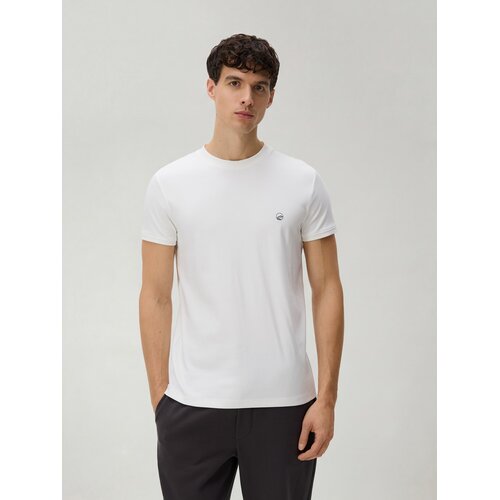 Reserved Pamučna majica slim fit - krem Cijene