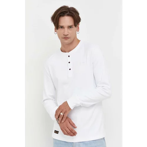 Superdry Bombažna majica z dolgimi rokavi bela barva