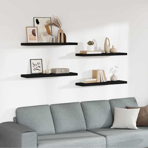  Plutajuće zidne police 4 kom crne 90 x 23,5 x 3,8 cm MDF Cijene