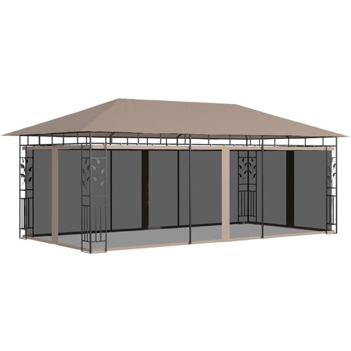 vidaXL paviljon z mrežo proti komarjem 6x3x2,73 m taupe 180 g/m² Cene