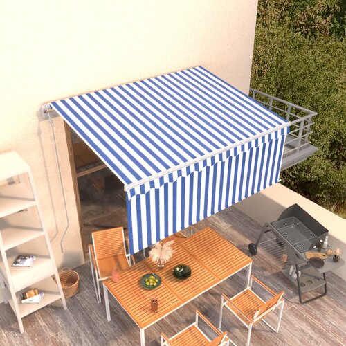 vidaXL Avtomatsko zložljiva tenda s senčilom 3,5x2,5 m modra in bela Cene