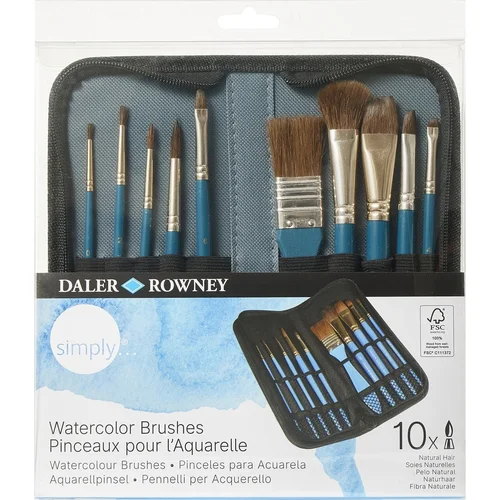 DALER ROWNEY Simply Watercolour Brush Natural Komplet čopičev 10 kos.