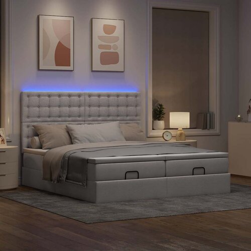  Ottoman krevet s madracima i LED diodama boje taupe 160x200 cm, tkanina Slike