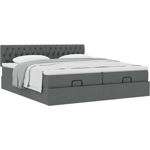 VidaXL otomanski okvir kreveta s madracima tamnosivi 200x200cm tkanine Slike