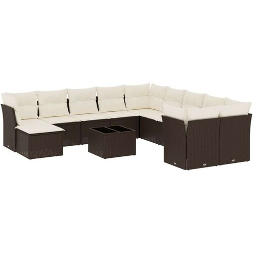 VidaXL 12-dijelni set vrtnih sofa od poliratana s jastucima smeđi Slike